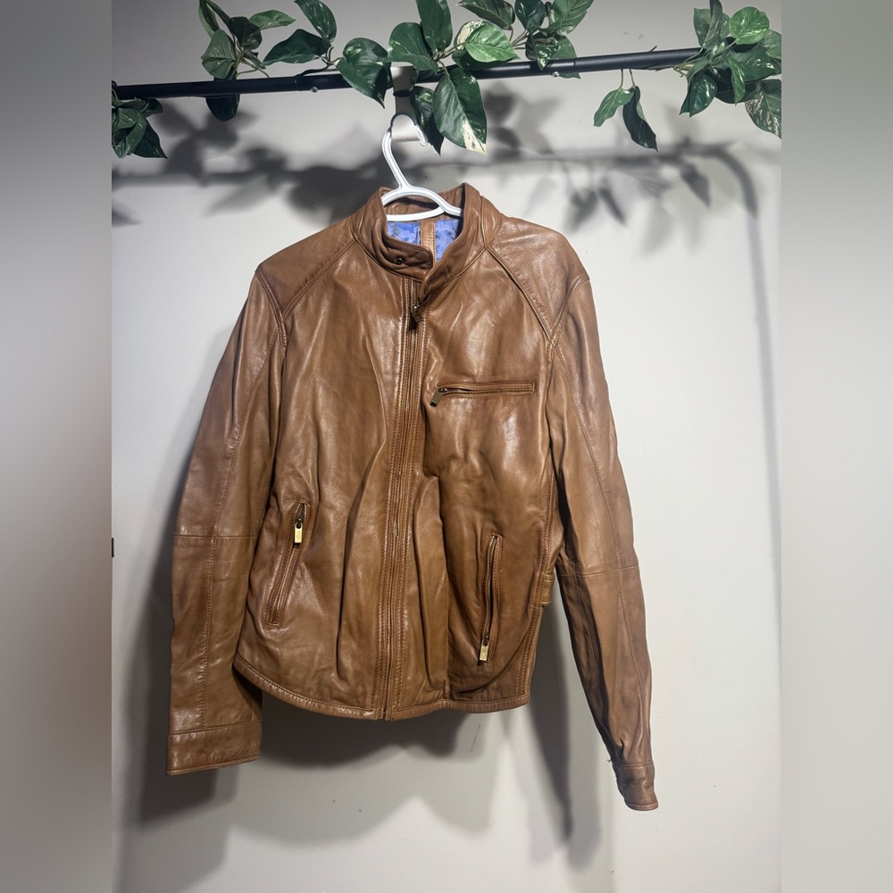 Massimo Dutti Tan Leather Jacket